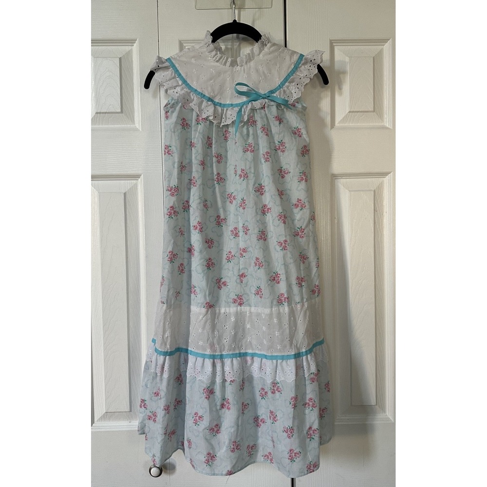 Vintage Liberty House MuuMuu Dress Girls 5  Floral Lace Ruffle Hawaiian